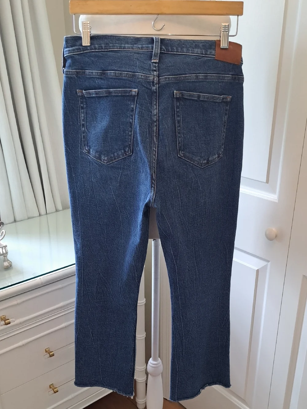 J.Crew‎ Womens Demi Boot Cut Crop Medium Stretch Wash Crop Jeans Raw Hems 29
